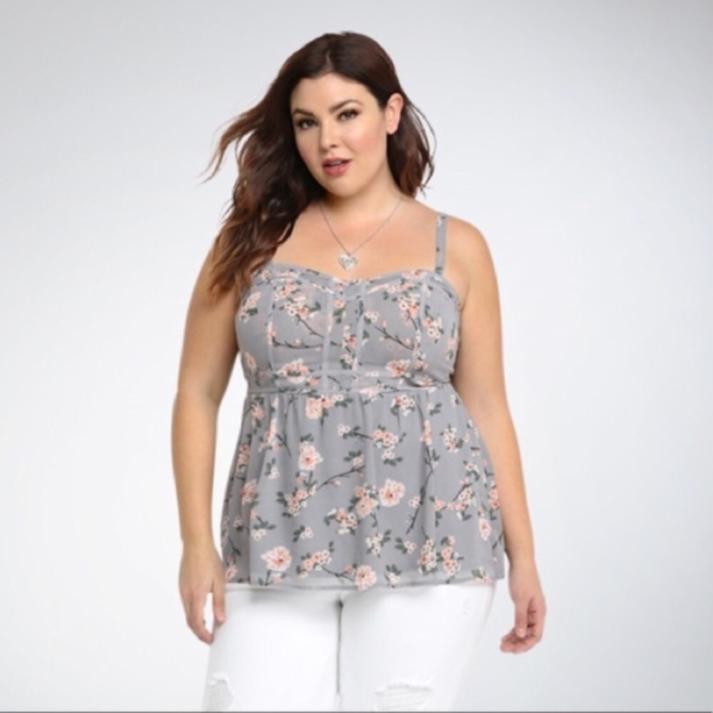 Torrid floral chiffon babydoll cami top